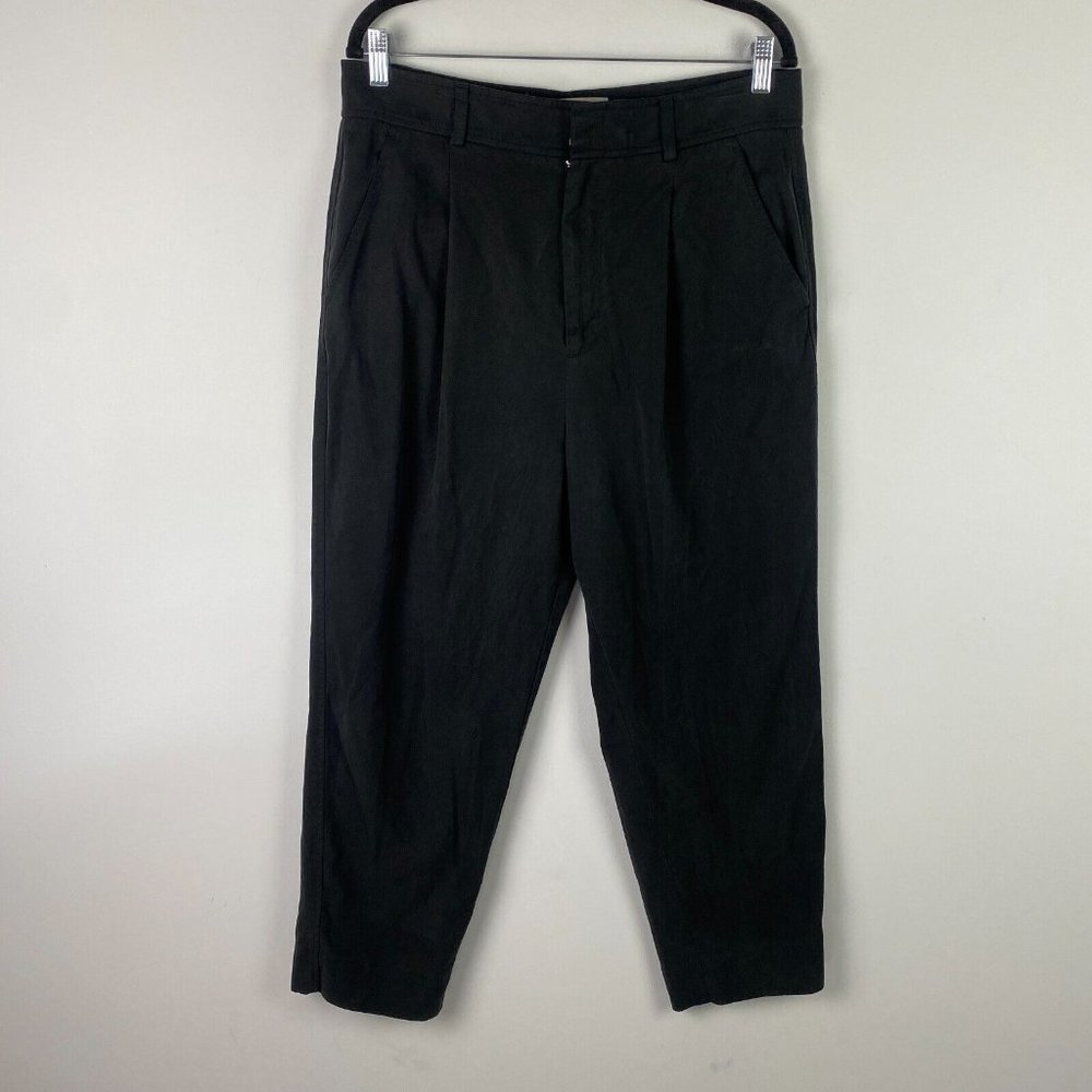 Everlane The Tencel Way High Taper Black Pleated Work Pants Size 14